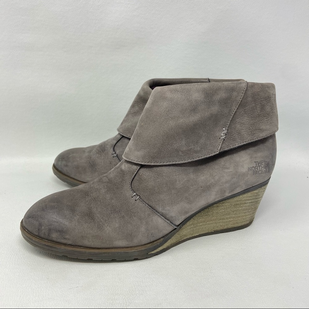 The North Face Bridgeton Ankle Bootie Wedge Women's 11 Toupe Leather Suede